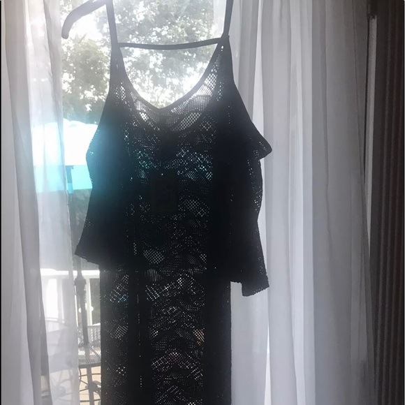 Spiaggia Dolce Black Lace Cover Up Swim Dress - Picture 1 of 7